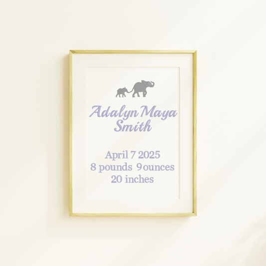 Elephant Birth Announcement