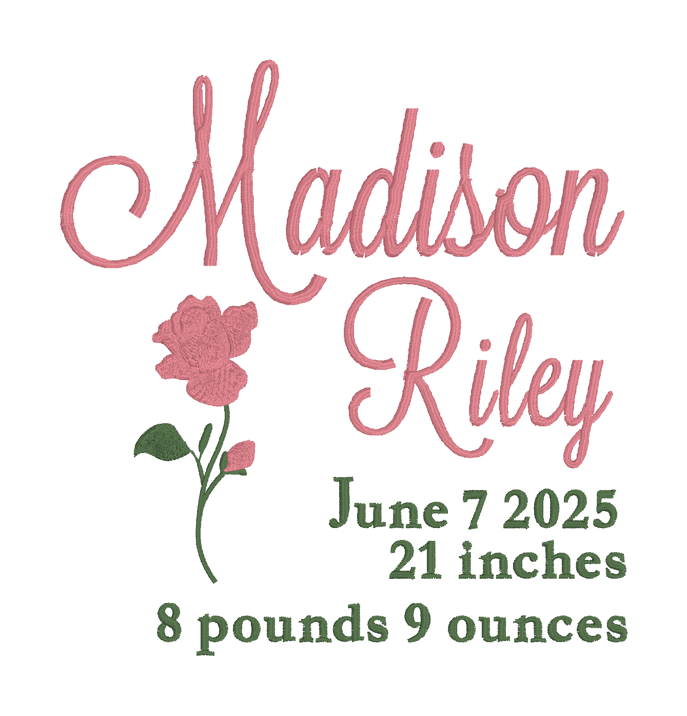 Embroidered Birth Flower Name Art