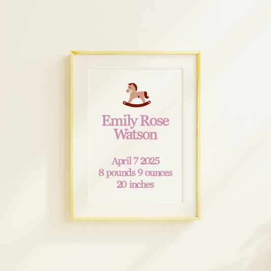 Rocking Horse Birth Announcement